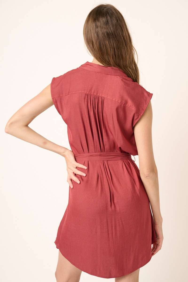 NOTCHED COLLAR SHIRT DRESS