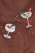 Mock Neck Christmas Cocktail Graphic Sweatshirt