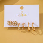 Floral Gem Pearl Hoop Trio Earrings | 80E62420