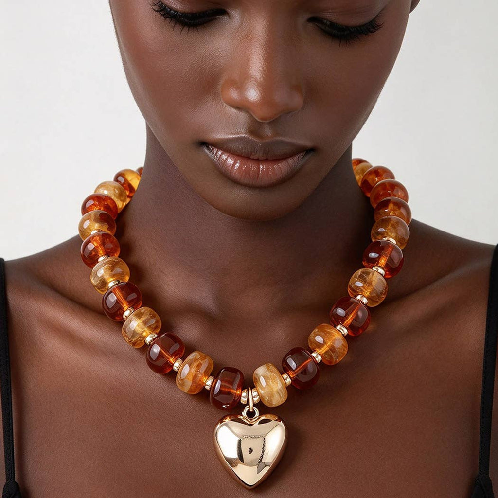 Playful Resin Bead Statement Necklace & Matching Earring Set