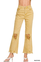 `Acid Wash High Waist Distressed Straight Leg Pants