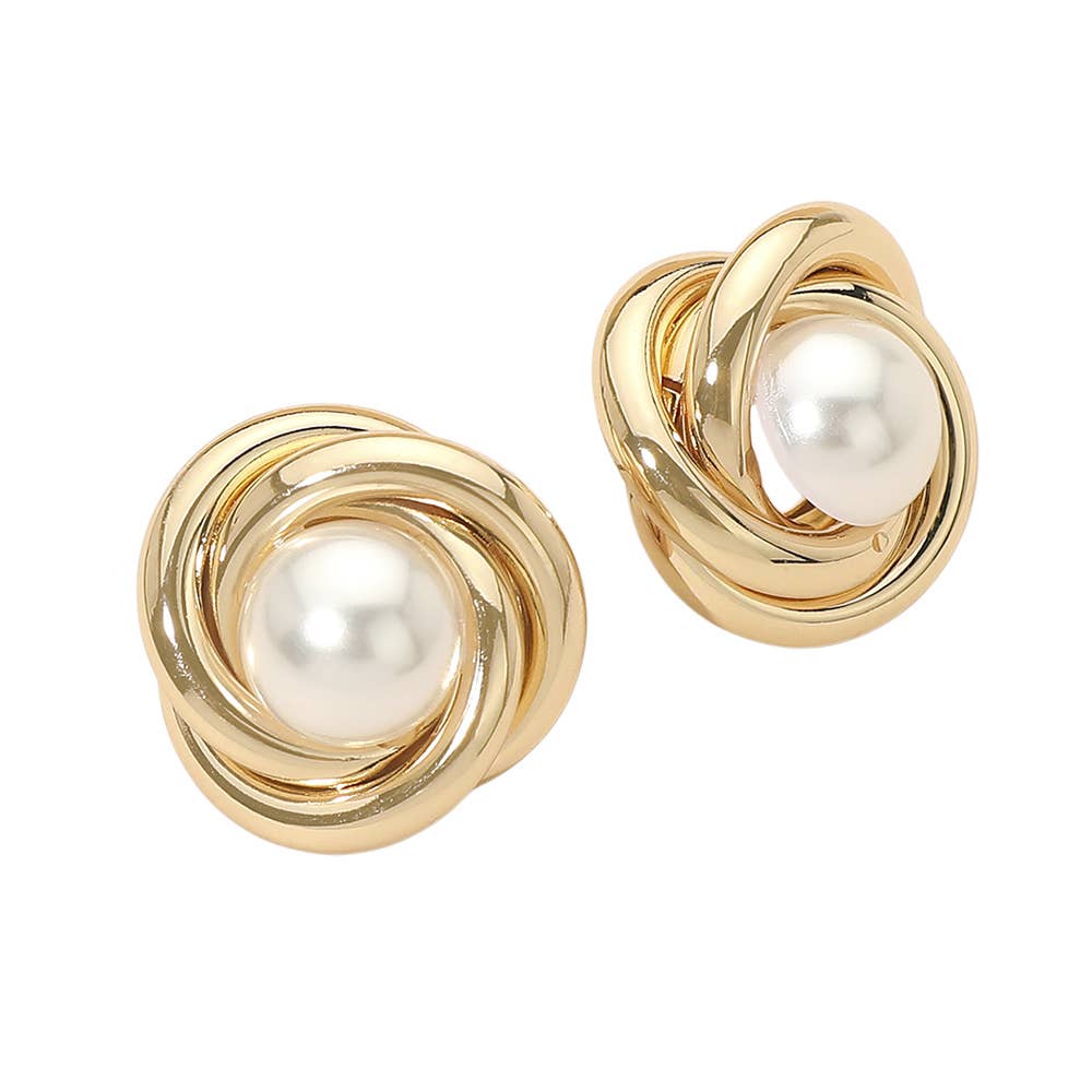 Pearl Knot Stud Earrings