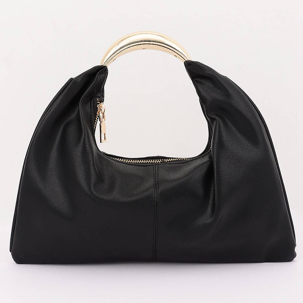 Metallic Top Handle Hobo Bag