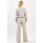 QUILTED CREW NECK SWEATSHIRT AND PANTS SET