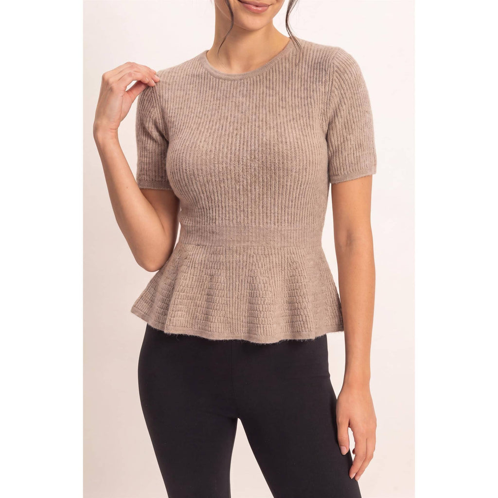 Ribbed Peplum Knit Top