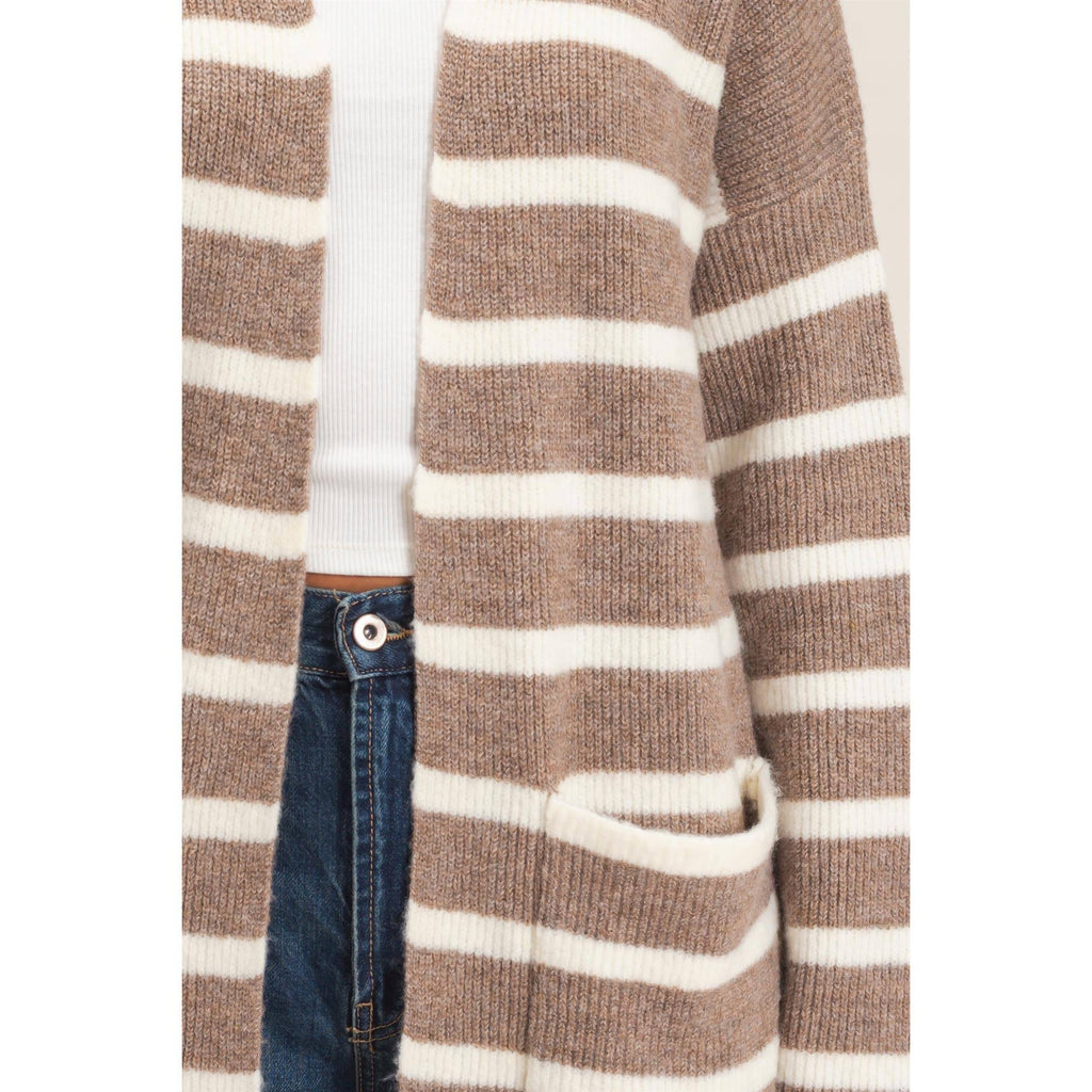 Open Front Stripe Cardigan