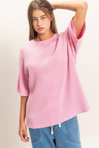 Mineral Wash Waffle Crew Neck Short Sleeve Top