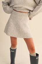 LONG SLEEVE SWEATER TOP AND FLARED MINI SKIRT SET
