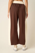CLOUD KNIT CONTRAST STRIPE BARREL LEG LOUNGE PANTS