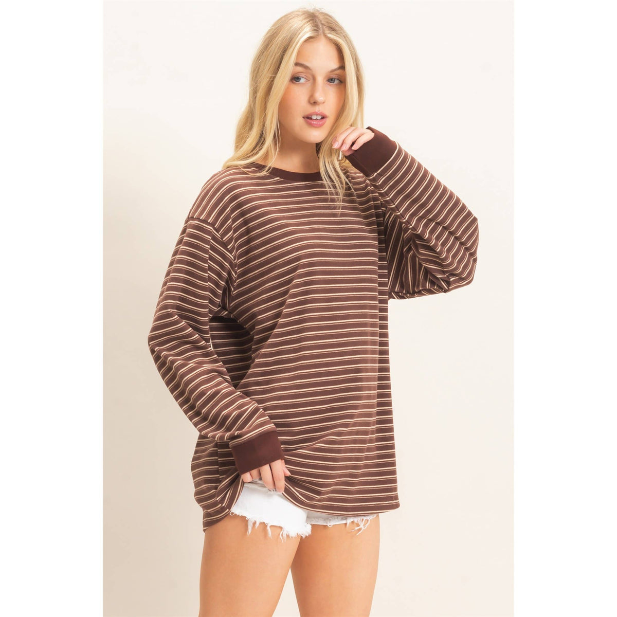 Striped Long Sleeve Crew Neck Top