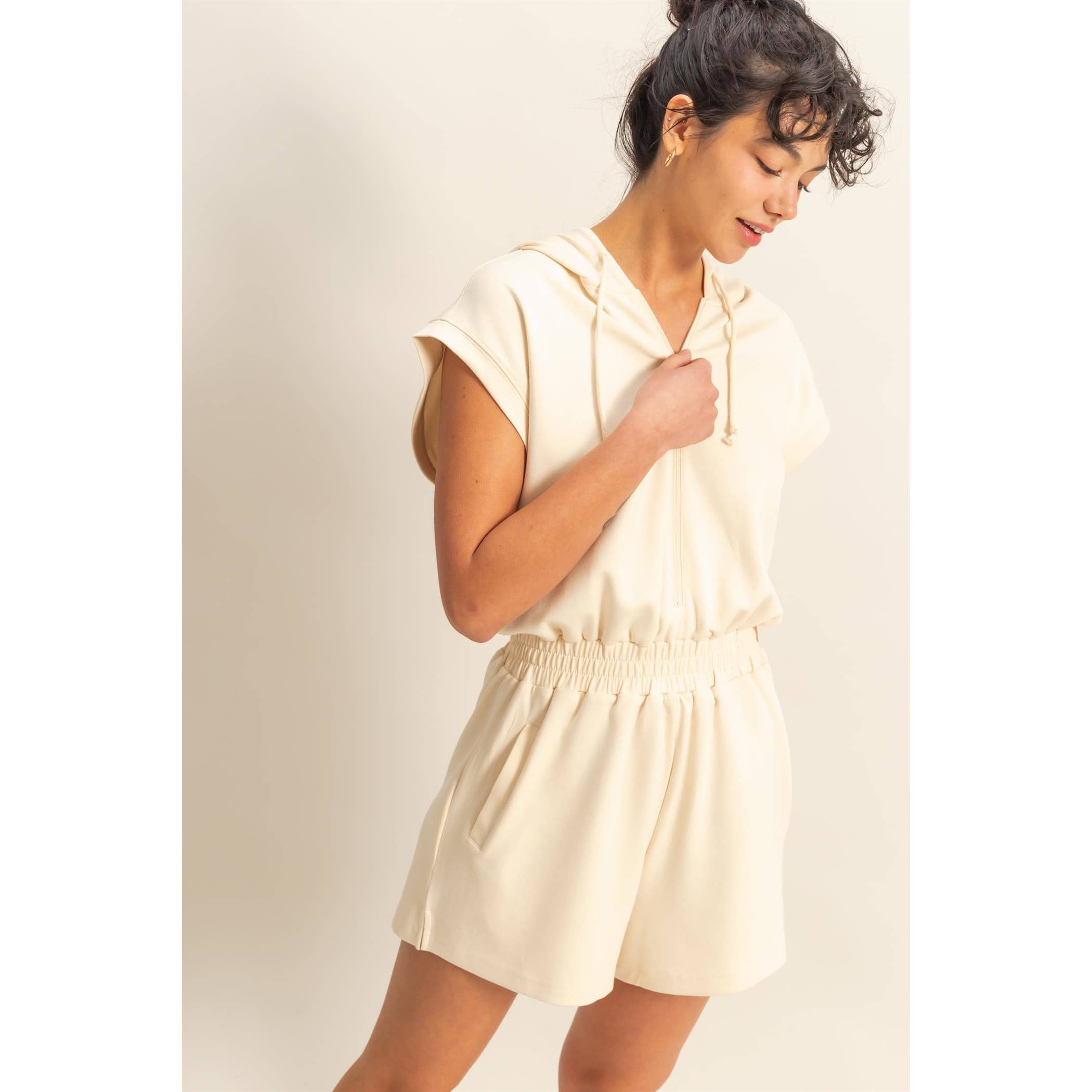 Half Zip Hooded Romper