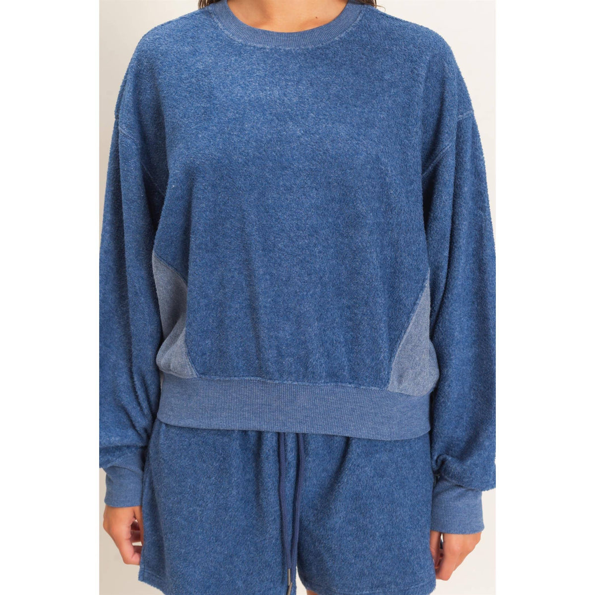 Contrast Sweatshirt & Shorts Set