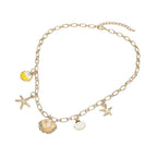 12PCS - Seashell Starfish Charm Station Necklace