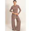 Striped Waffle Long Sleeve Top & Pants Set