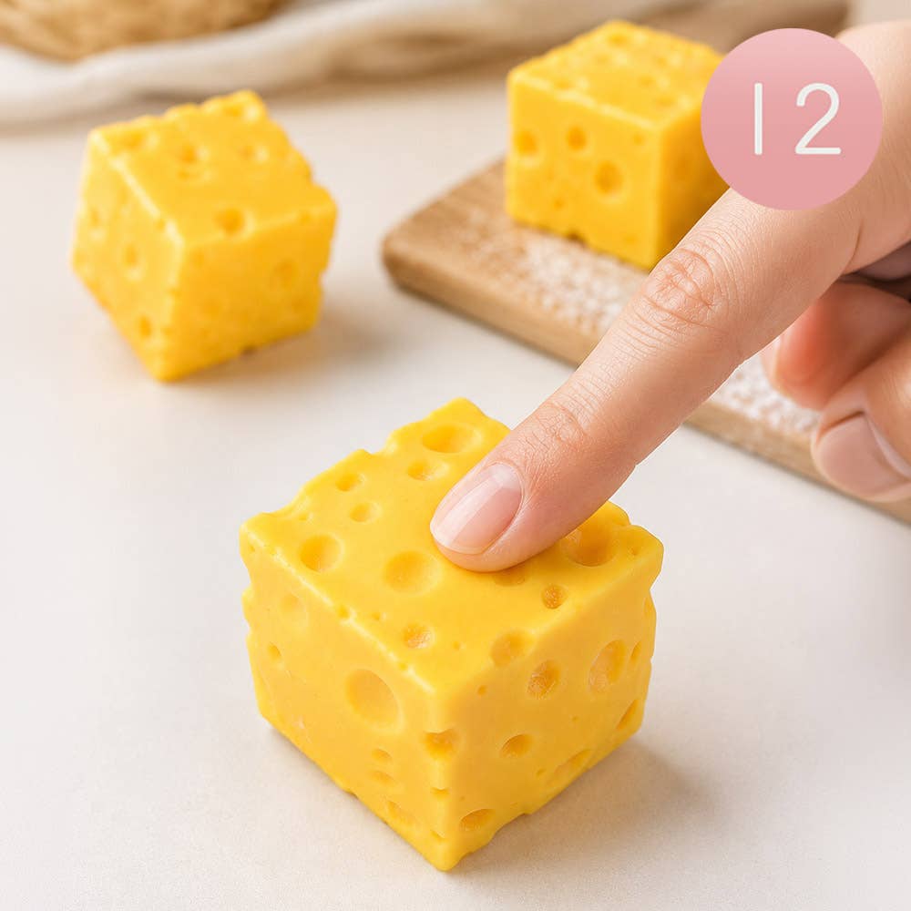 12PCS - Cheese Cube Squeeze Squishy Stress Relief Toy