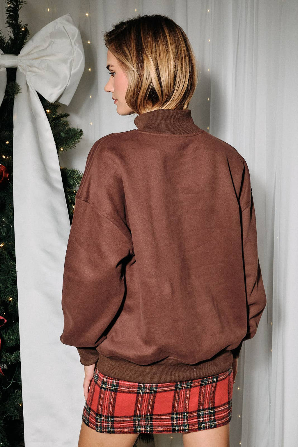 Mock Neck Christmas Cocktail Graphic Sweatshirt