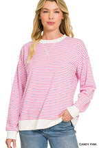 Striped Rib Banded Pullover
