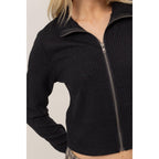 Striped Zip-Up Knit Top