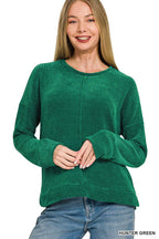 Chenille Waffle Center Seam Sweater Zenana