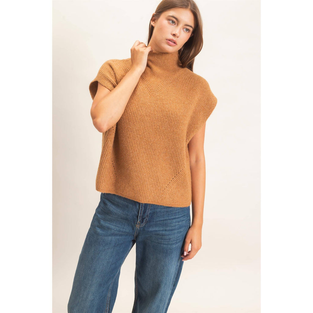 Sleeveless High Neck Sweater