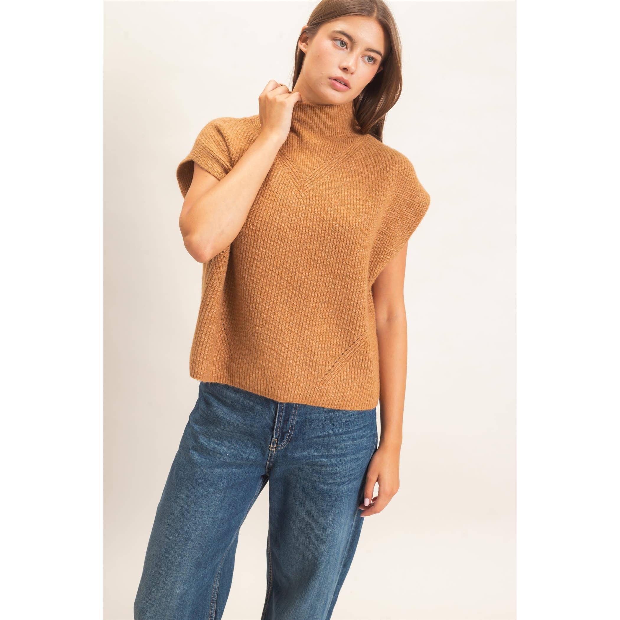 Sleeveless High Neck Sweater