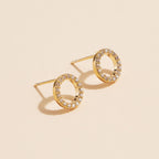 18K Gold Dipped Open Circle CZ Stud Earrings | Pavé Halo