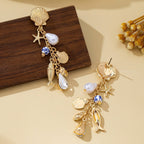 Pearl Shell Fish Cluster Charm Drop Earrings | 80E62042