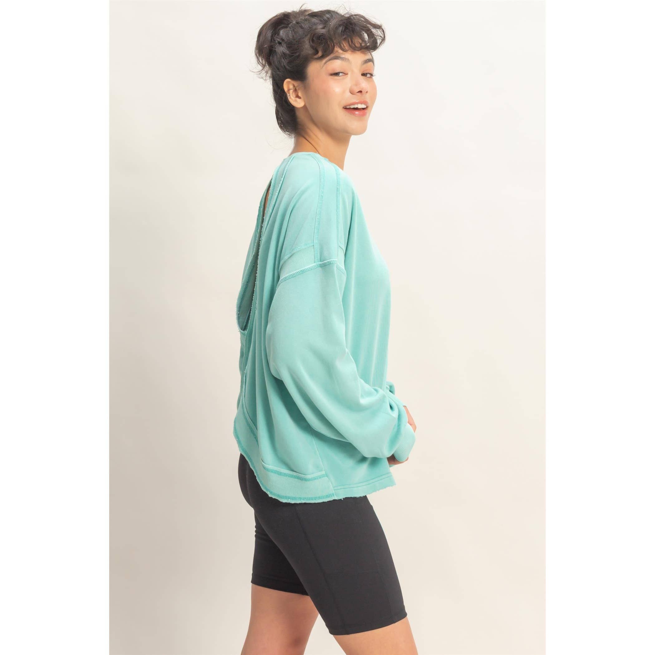 Oversized Cross Detail Open Back Sweatshirt
