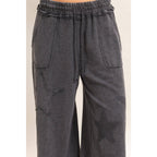 Mineral Wash Star Patch And Print Wide Leg Pants