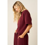 CLOUD KNIT SHORT SLEEVE BOXY CREW NECK TOP