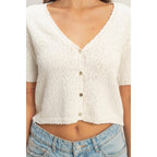 V-Neck Cropped Button Cardigan