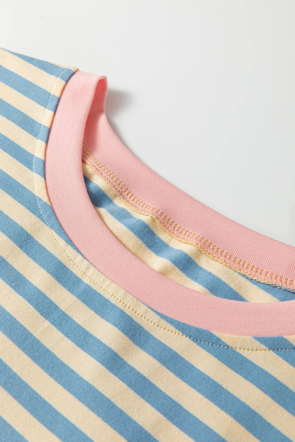 PRETTY BASH Stripe Contrast Crew Neck Drop Shoulder Tee