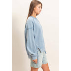 Acid Wash Raw Edge Sweatshirt
