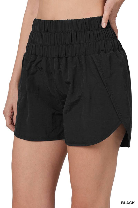 ,.SI-23325 Track shorts w/ back pocket & brief lining