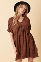 MINI ANIMAL PRINT DOLMAN SLEEVE BABYDOLL DRESS