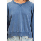 Acid Wash Seam Detail Crew Neck Sweatshirt