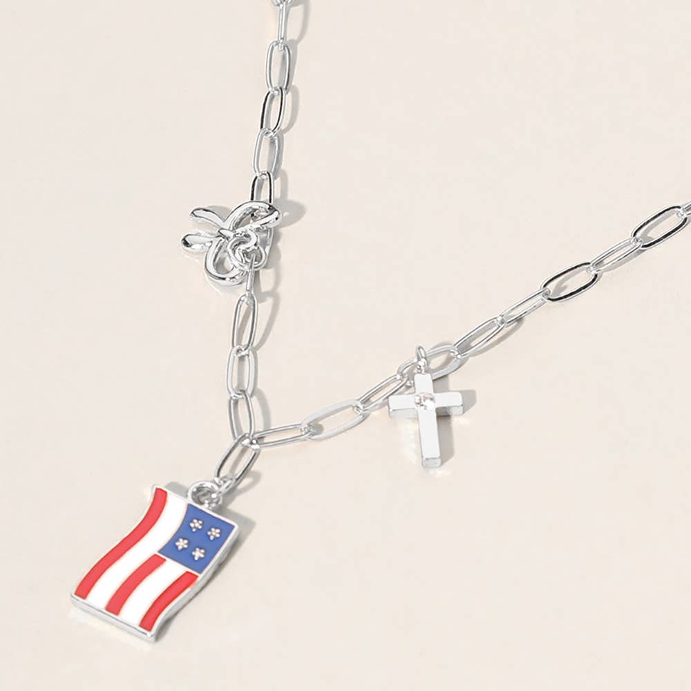 American USA Flag Necklace