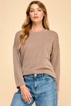 Solid Ribbed Top With Pockets