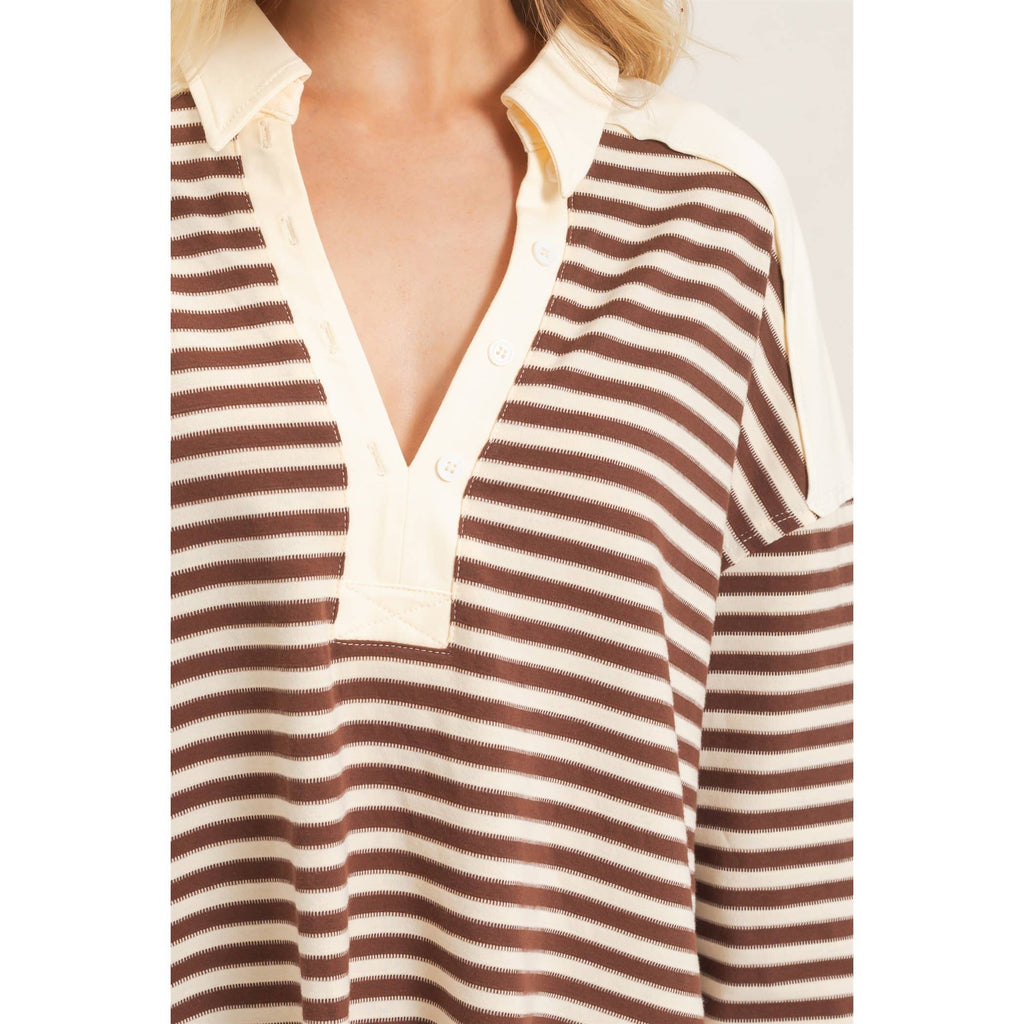 Striped Henley Sweatshirt