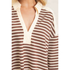 Striped Henley Sweatshirt