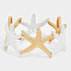Textured metal starfish stretch bracelet