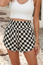 LDC Checkered Print High Waist Casual Shorts| S-4X