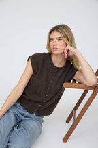 RAW EDGE SLEEVELESS LIGHTWEIGHT CARDIGAN