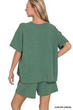 Corded Rib Short Sleeve Tee And Short Pants Set