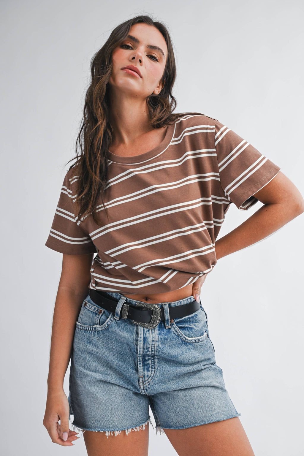 8510HN Striped Boxy Short Sleeve Tee