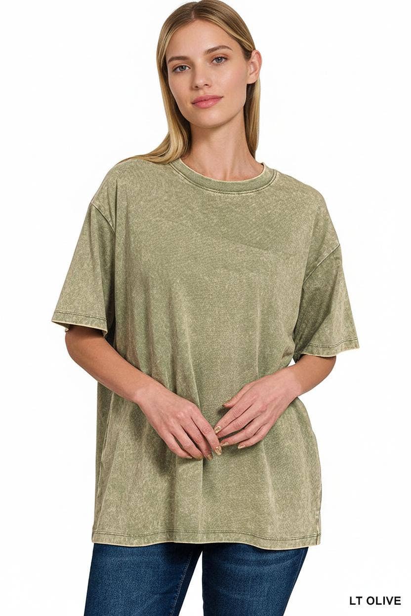 `Vintage Wash Oversize Cotton Tee
