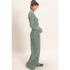 Striped Waffle Long Sleeve Top & Pants Set
