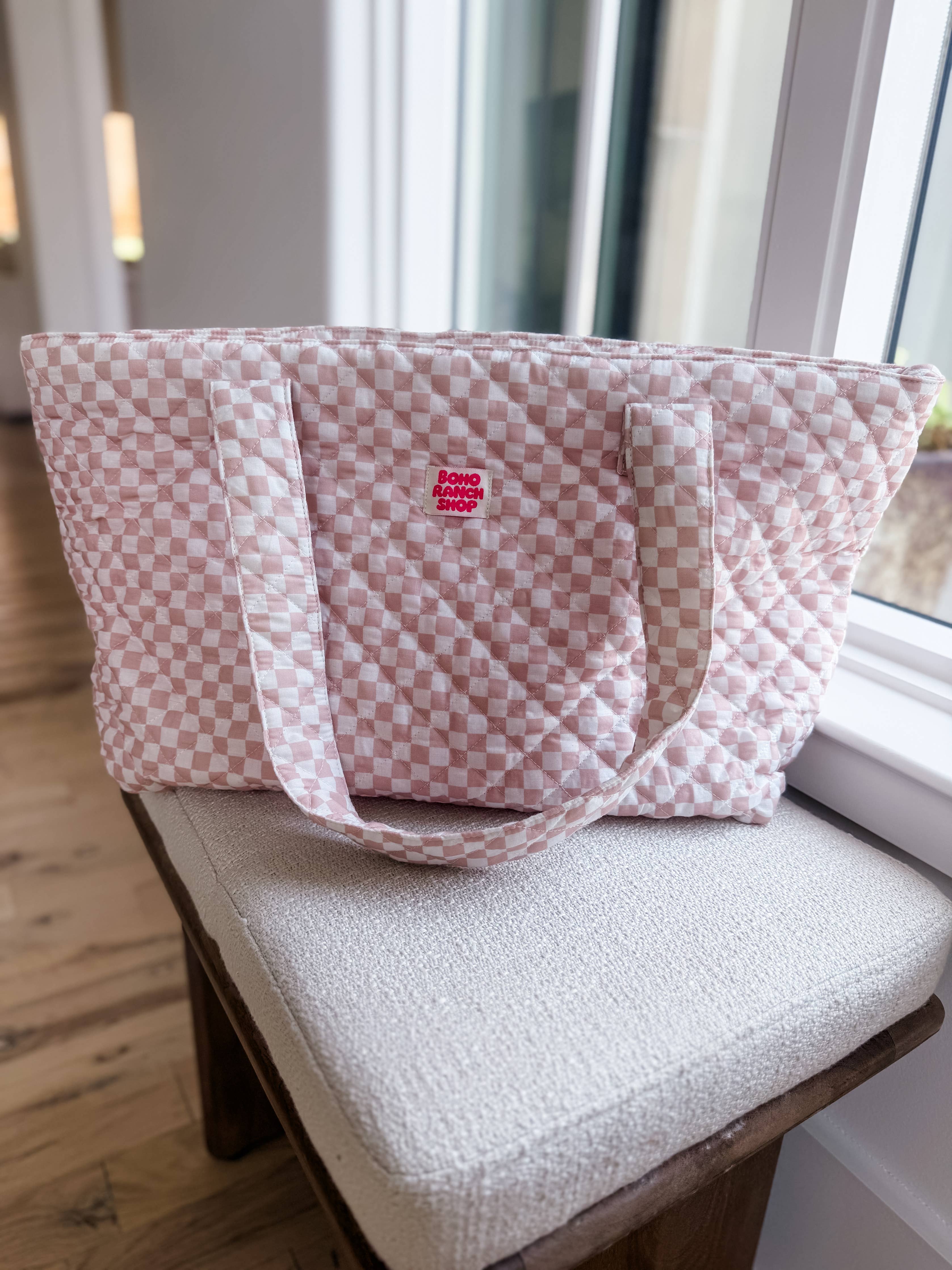 Western Print Everyday Carryall Tote Bag - Fabric Quilted 
