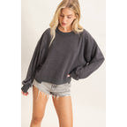 Ribbed Crew Neck Sweatshirt
