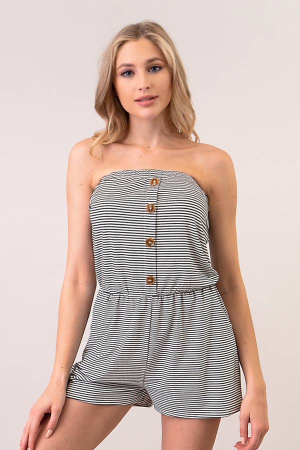AR35899S - FRONT BUTTON DETAIL STRIPE ROMPER